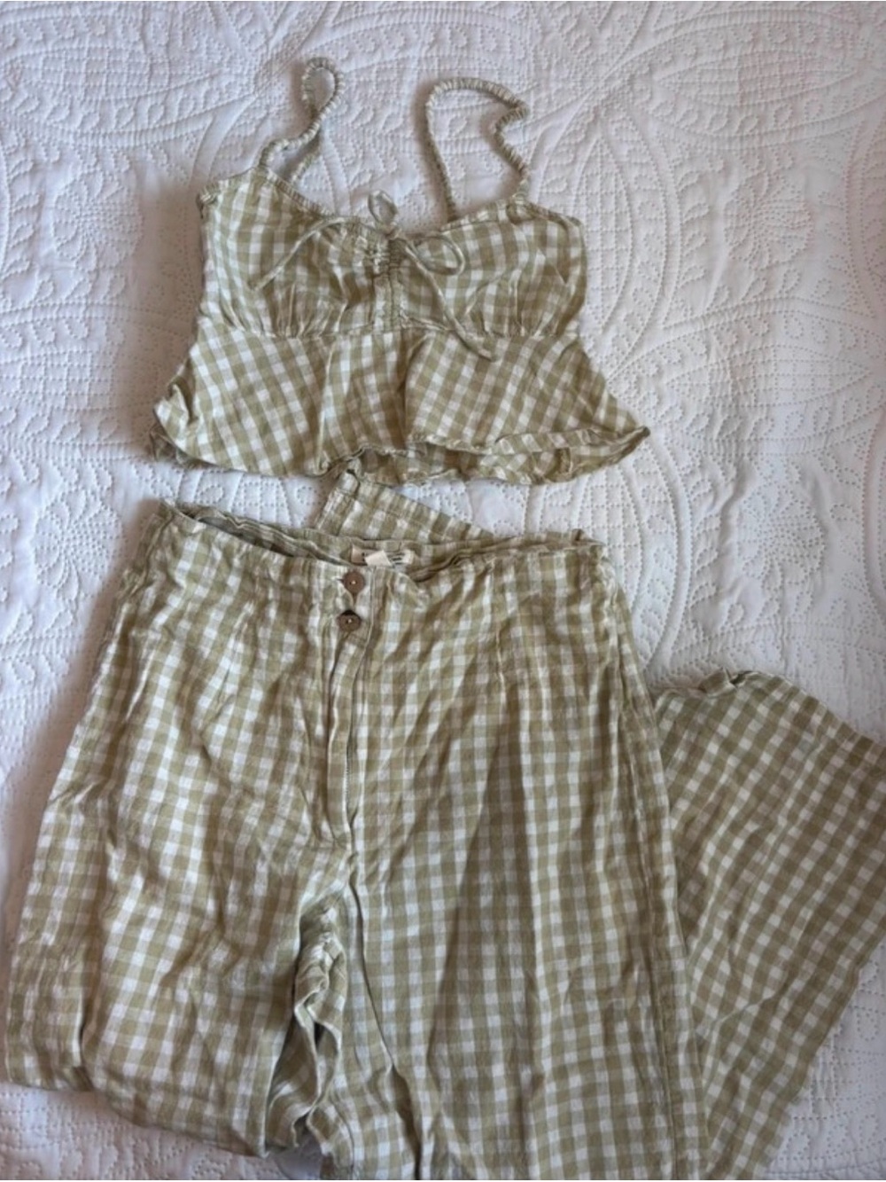 Billabong The Salty Blonde Gingham Crop Top & High-Rise Pants Set